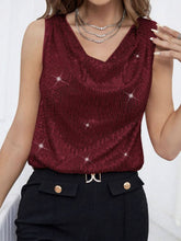Load image into Gallery viewer, Sequin Cowl Neck Tank