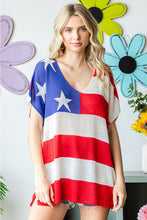 Load image into Gallery viewer, First Love Full Size USA Flag Drop Shoulder Knit Top