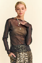 Load image into Gallery viewer, Davi &amp; Dani Glitter Mesh Lettuce Hem Long Sleeve Top