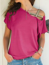 Load image into Gallery viewer, Asymmetrical Neck Short Sleeve T-Shirt