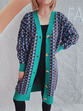 Load image into Gallery viewer, Contrast Trim Geometric Button Down Cardigan