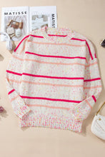 Load image into Gallery viewer, Plus Size Confetti Striped Round Neck Sweater