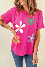 Load image into Gallery viewer, Flower Round Neck Short Sleeve T-Shirt