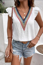 Load image into Gallery viewer, Full Size Ruffled V-Neck Cap Sleeve Blouse