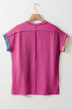 Load image into Gallery viewer, Color Block Round Neck Short Sleeve T-Shirt