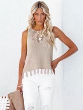 Load image into Gallery viewer, Cutout Tassel Round Neck Tank