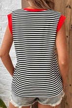 Load image into Gallery viewer, Striped Round Neck Cap Sleeve Top