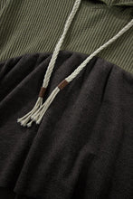 Load image into Gallery viewer, Waffle-Knit High-Low Color Block Hooded Long Sleeve Top