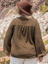 Load image into Gallery viewer, Plus Size Tie Neck Long Sleeve Blouse