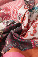 Load image into Gallery viewer, Patchwork Printed Notched Flounce Sleeve Shirt
