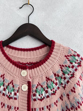 Load image into Gallery viewer, Contrast Geometric Round Neck Long Sleeve Cardigan