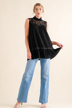 Load image into Gallery viewer, And The Why Lace Detail Sleeveless Ruffled Top