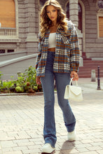 Load image into Gallery viewer, Plaid Collared Neck Jacket with Chest Pockets
