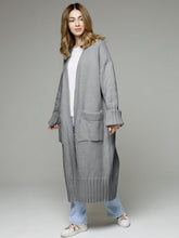 Load image into Gallery viewer, Pocketed Open Front Dropped Shoulder Cardigan