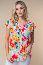 Load image into Gallery viewer, White Birch Full Size Short Sleeve Floral Woven Top