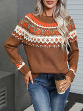 Load image into Gallery viewer, Angel Wings Geometric Round Neck Long Sleeve Sweater