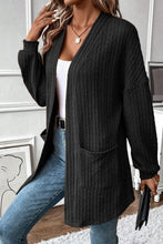 Load image into Gallery viewer, Textured Pocketed Open Front Long Sleeve Cover Up