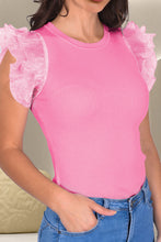Load image into Gallery viewer, Ruffled Round Neck Cap Sleeve Top