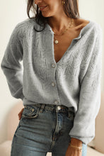 Load image into Gallery viewer, Openwork Button Down Long Sleeve Cardigan