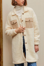 Load image into Gallery viewer, Collared Neck Long Sleeve Longline Teddy Jacket