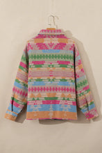Load image into Gallery viewer, Plus Size Pocketed Printed Collared Neck Jacket
