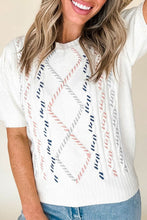 Load image into Gallery viewer, Cable Knit Round Neck Half Sleeve Sweater