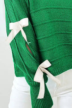 Load image into Gallery viewer, Bow Cutout Round Neck Long Sleeve Knit Top