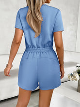 Load image into Gallery viewer, Tied Round Neck Short Sleeve Romper