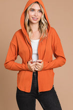 Load image into Gallery viewer, Culture Code Full Size Ribbed Zip Up Drawstring Hooded Jacket
