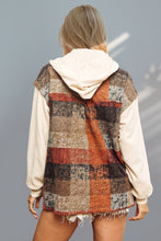 Load image into Gallery viewer, Double Take Contrast Long Sleeve Hooded Plaid Jacket