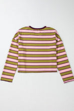 Load image into Gallery viewer, Striped Notched Long Sleeve T-Shirt