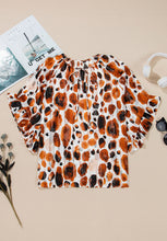 Load image into Gallery viewer, Printed Tie Neck Three-Quarter Sleeve Blouse