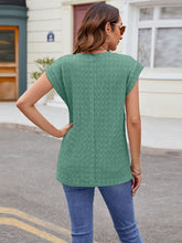 Load image into Gallery viewer, Textured Round Neck Cap Sleeve T-Shirt