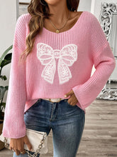 Load image into Gallery viewer, Bow Boat Neck Long Sleeve Sweater