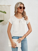 Load image into Gallery viewer, Lace Detail Round Neck Short Sleeve T-Shirt