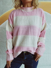 Load image into Gallery viewer, Contrast Round Neck Long Sleeve Sweater