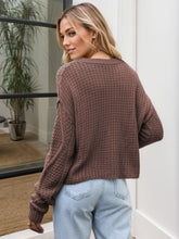 Load image into Gallery viewer, Cable-Knit Round Neck Dropped Shoulder Sweater