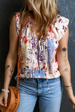 Load image into Gallery viewer, Printed Tie Neck Cap Sleeve Blouse