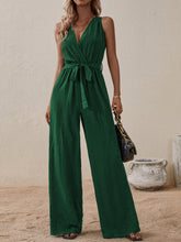 Load image into Gallery viewer, Tied Surplice Sleeveless Wide Leg Jumpsuit