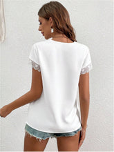 Load image into Gallery viewer, Lace Detail V-Neck Cap Sleeve Blouse