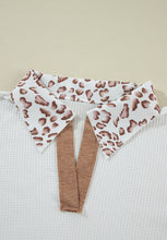 Load image into Gallery viewer, Waffle-Knit Leopard Johnny Collar Long Sleeve Top