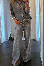 Load image into Gallery viewer, Bow Round Neck Long Sleeve Cardigan