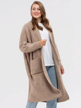 Load image into Gallery viewer, Pocketed Open Front Long Sleeve Longline Cardigan