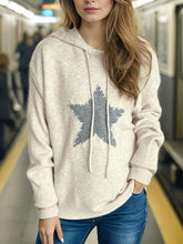 Load image into Gallery viewer, Drawstring Star Long Sleeve Hooded Sweater