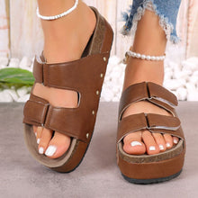 Load image into Gallery viewer, PU Leather Studded Platform Sandals