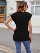 Load image into Gallery viewer, Textured Round Neck Cap Sleeve T-Shirt