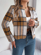 Load image into Gallery viewer, Plaid Open Front Long Sleeve Jacket