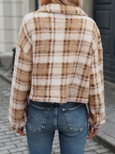 Load image into Gallery viewer, Plaid Button Up Collared Neck Long Sleeve Jacket