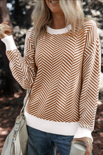 Load image into Gallery viewer, Striped Round Neck Long Sleeve Sweater