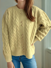 Load image into Gallery viewer, Cable-Knit Round Neck Long Sleeve Cardigan